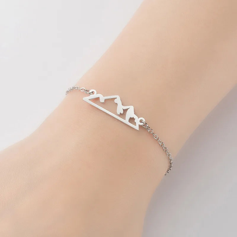 2024 new fashion stainless steel hollow snow mountain mountain pendant necklace temperament with lovely collarbone chain accesso