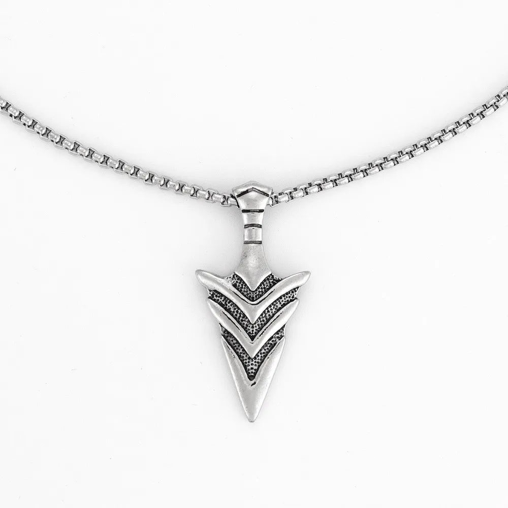 Vintage Viking Spearhead Weapon Style Necklace Pendant Men Punk Popular Fashion Holiday Party Gift Accessories
