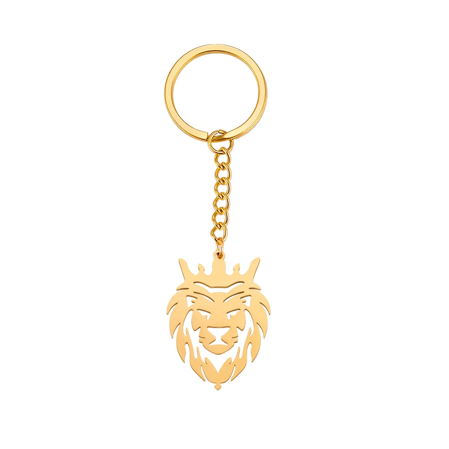 2024 New fashion cut titanium steel chain keychain Lion King Pendant Hip Hop punk style stainless steel animal keychain