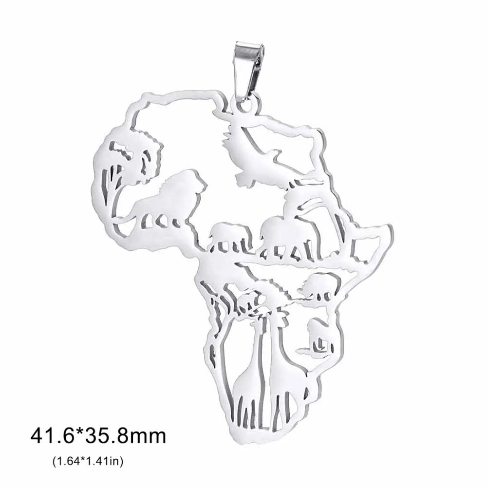 EUEAVAN 1pc Africa Berbers Symbol Map Stainless Steel Pendant for Necklace African Kabyle Berber Jewelry Making Supplies DIY