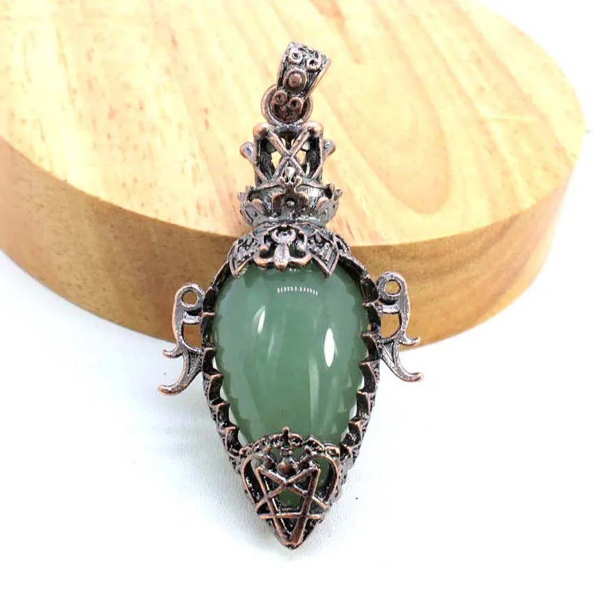 Water Drop Crystal Pendulum for Dowsing Spiritual Divination Natural Amethyst Rose Quartz Onyx Antique Pendulums Pendant Pendulo