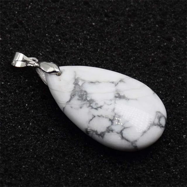 20x35mm Natural Labradorite Tiger's Eye Stone Crystal Howlite Aventurine Lapis Opal Jasper Water Drop Women Men Pendant Bead