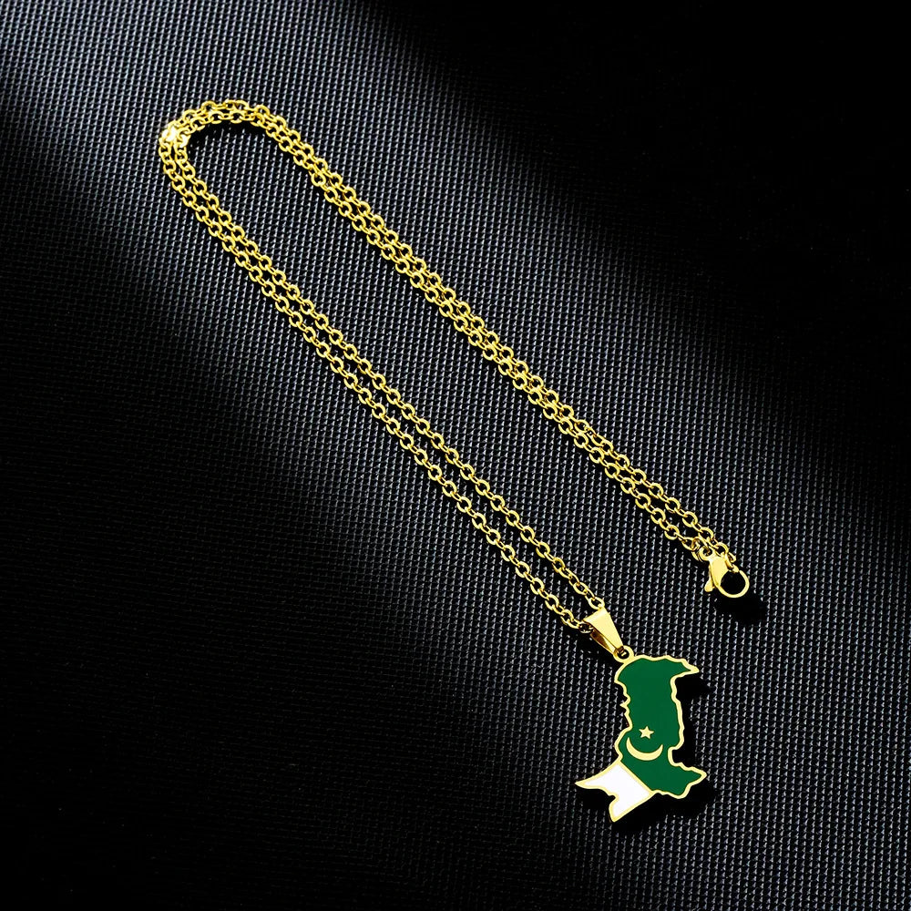 2024 new fashion stainless just Pakistan map flag pendant necklace temperament everything collarbone chain birthday anniversary