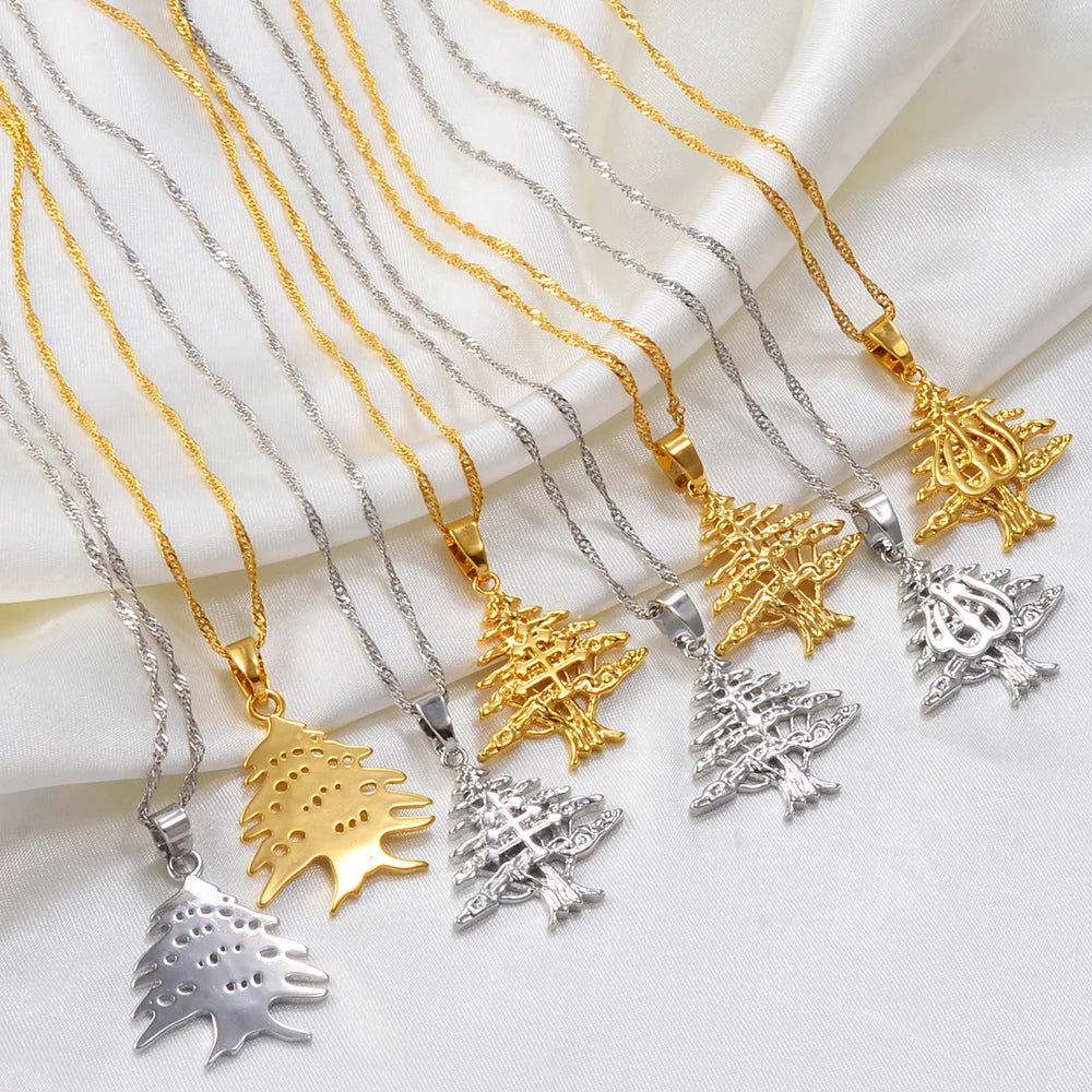 Anniyo Liban Pendants Necklaces Lebanese Cedar Jewelry Lebanon Map Eastern Rite Church Maronite Cross Allah Symbol #251506