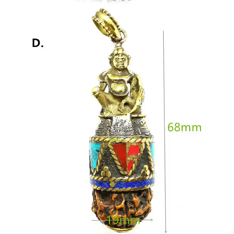 Tibet Ethnic Treasure God Buddha Amulet Pendants Brass Handicrafts TBP504