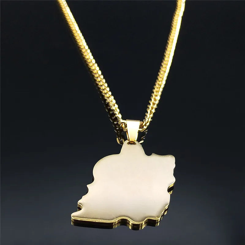 2024 New fashion stainless steel Iran map Ahura necklace Zoroastrian Iran cut Persian Empire collarbone chain accessories access
