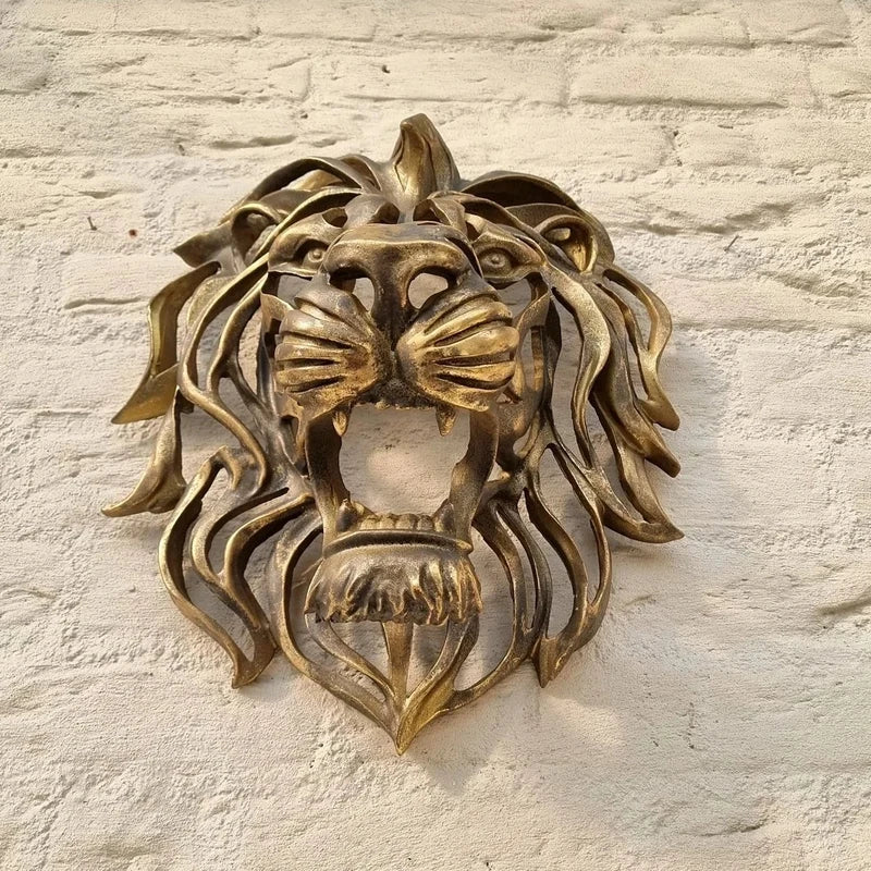 28cm Large Lion Head Wall Mounted Art Sculpture Gold Resin Lion Head Art Wall Luxury Decor  Bedroom Decoration