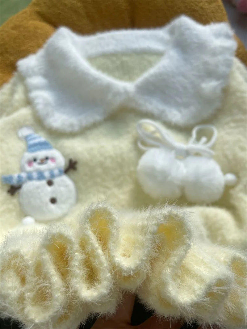 Sweet Faux Mink Cashmere Sweaters Women Kawaii Snowmen Long Sleeve Knitted Pullover Casual Cute Preppy Style Chic Loose Jumpers