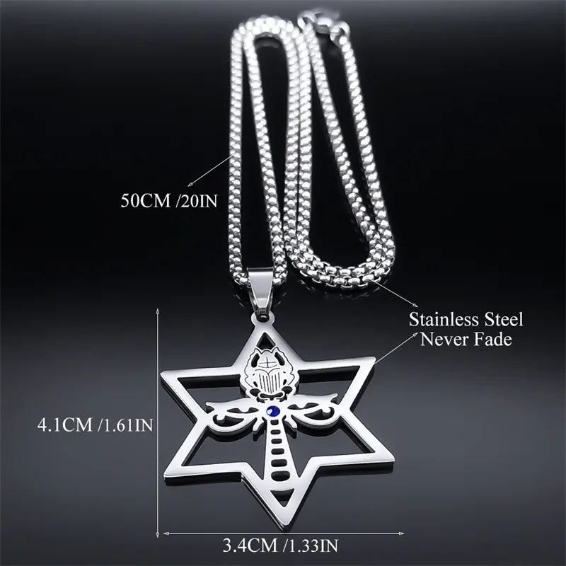 The new hollowed-out six-pointed star David Star necklace is a versatile accessory for couples, featuring a star pendant and a c