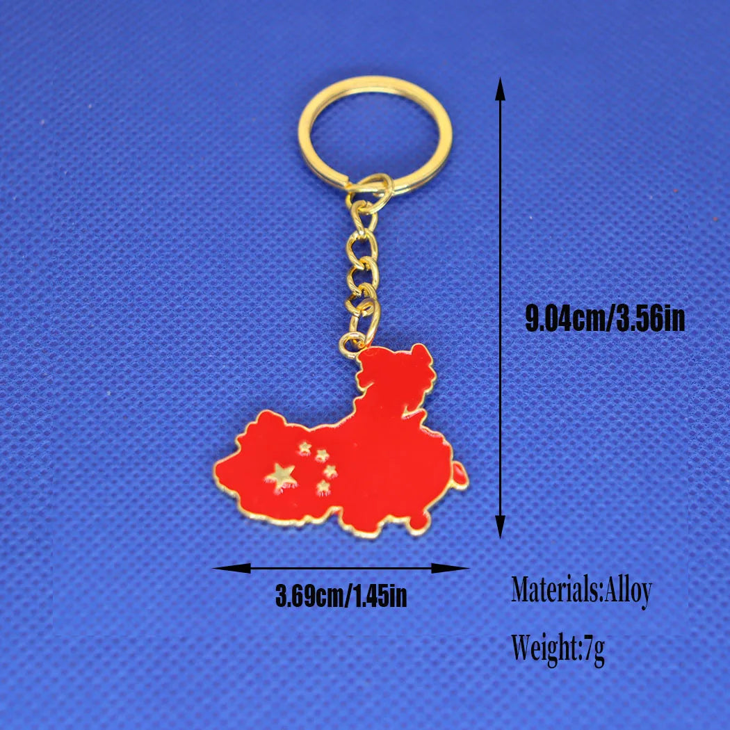 2024 New fashion China flag map keychain pendant men's and women's bags car key chain accessory anniversary small gift