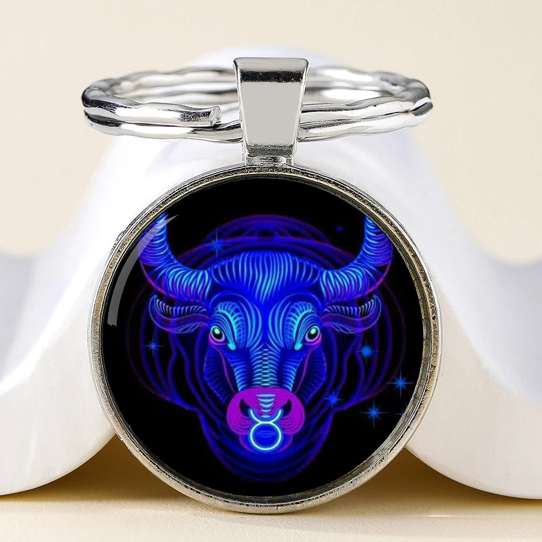 Star Sign Animal Cats Lion Graphic Design Key Chain Unique Keyrings Charm Pendant Jewelry Perfect Birthday Anniversary Gift Idea