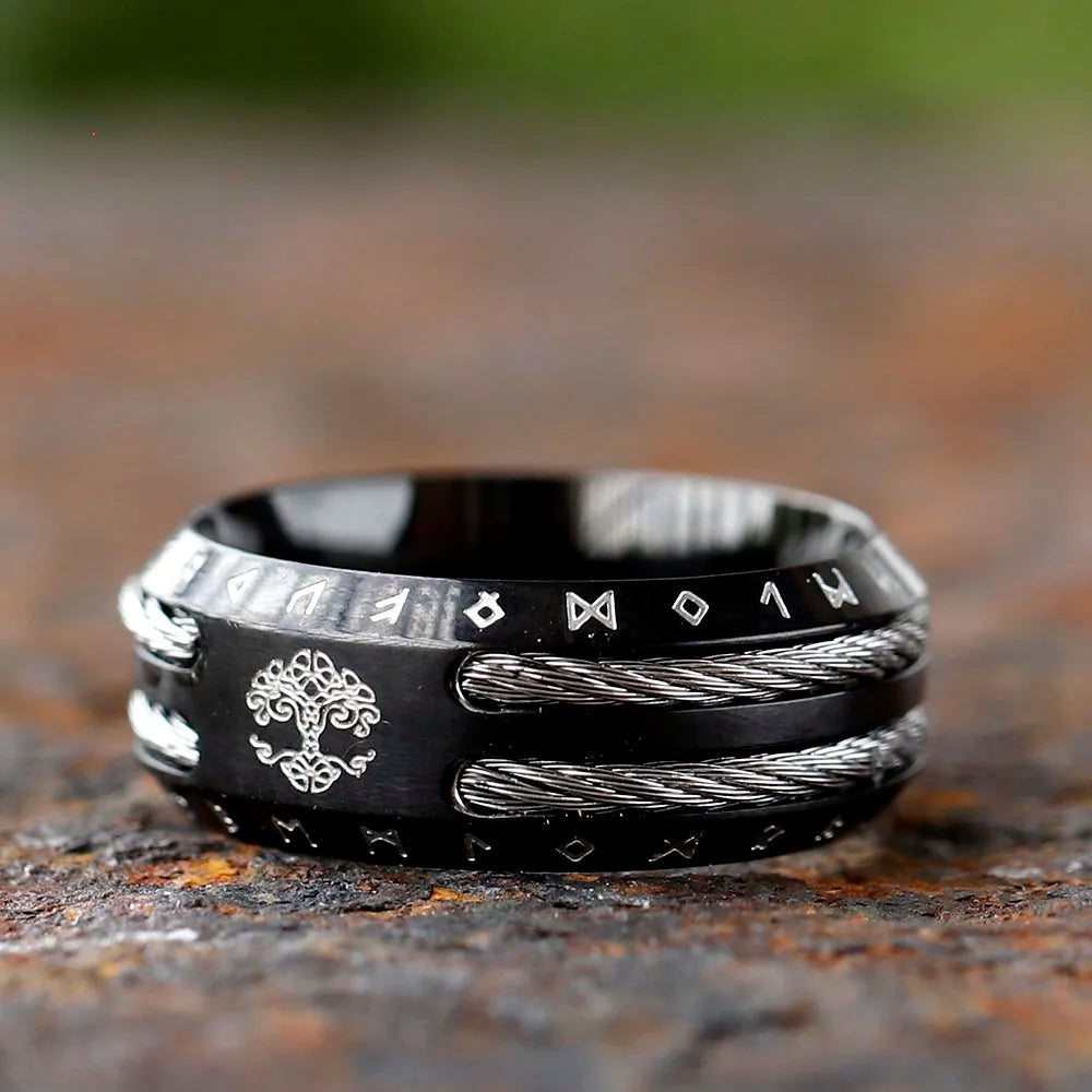 2024 NEW Men's 316L stainless-steel rings retro Odin Viking rune for teen RING Amulet fashion Jewelry Gift Valentine's day Gift