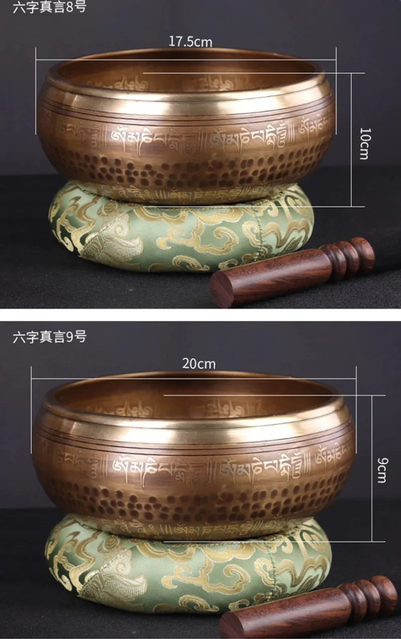 Nepal Large Bowl Singing 20cm Copper Handmade Buddha Bowls Tibetan Yoga Bowl Meditation Tools Buddha Sound Bowls Awareness Set