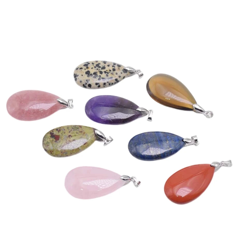 20x35mm Natural Labradorite Tiger's Eye Stone Crystal Howlite Aventurine Lapis Opal Jasper Water Drop Women Men Pendant Bead