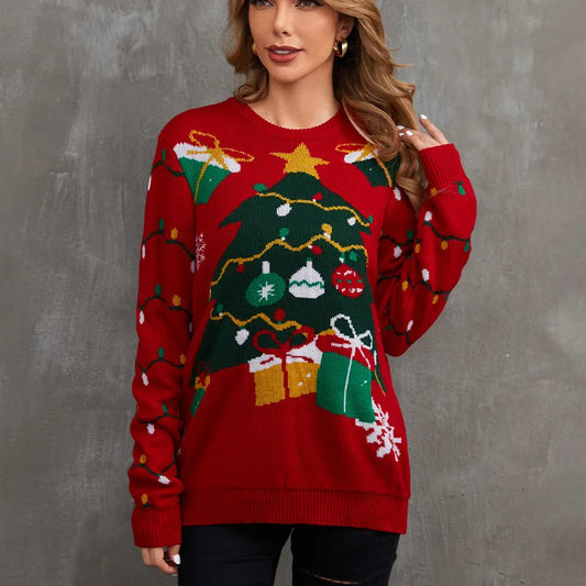 2025New Sweater Christmas Gift Sweater European and American Autumn and Winter Lazy Style Pullover Knitted Sweater