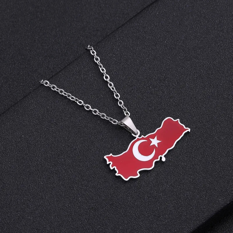 2024 new fashion stainless Gangerchi map pendant necklace temperament everything collarbone chain birthday anniversary gift