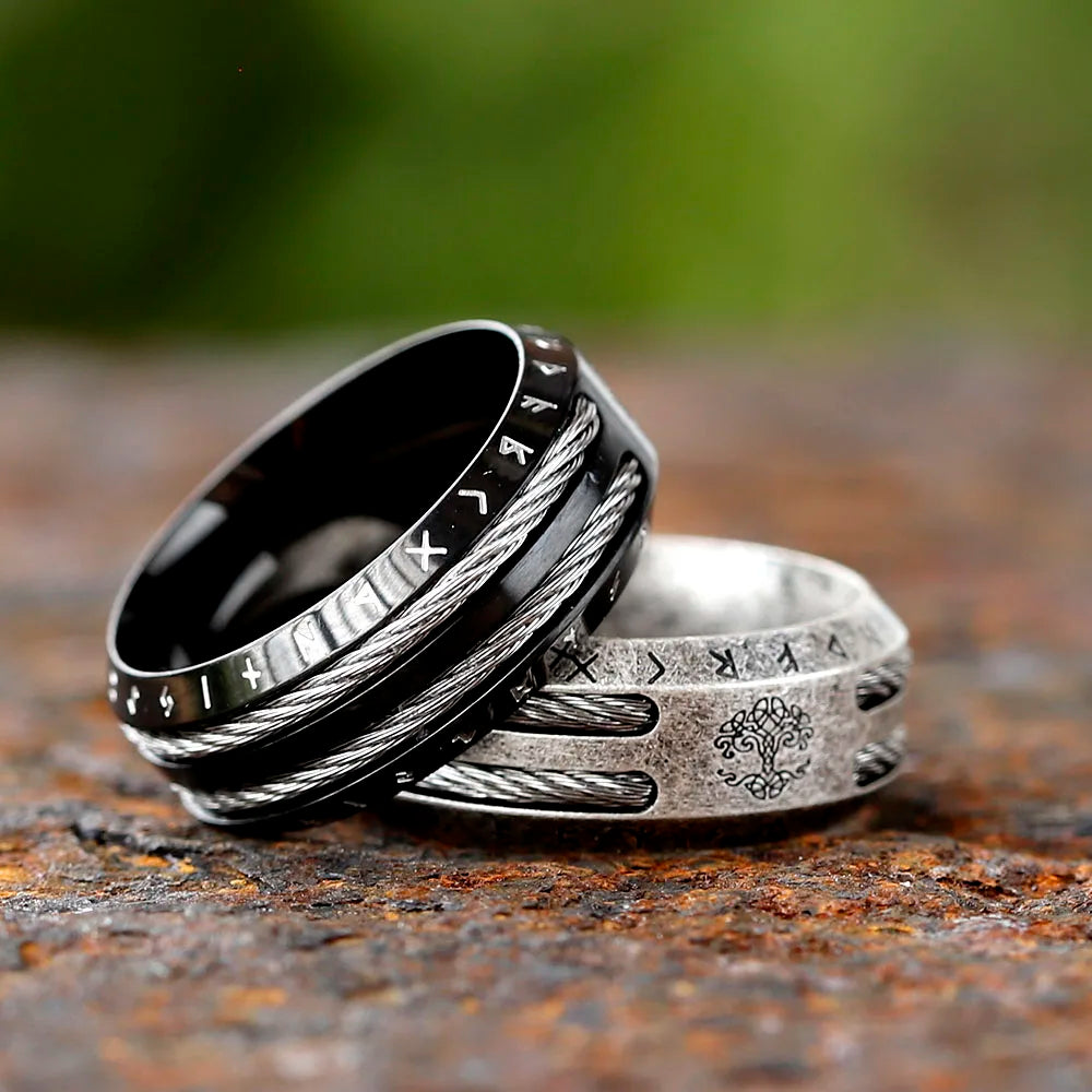 2024 NEW Men's 316L stainless-steel rings retro Odin Viking rune for teen RING Amulet fashion Jewelry Gift Valentine's day Gift