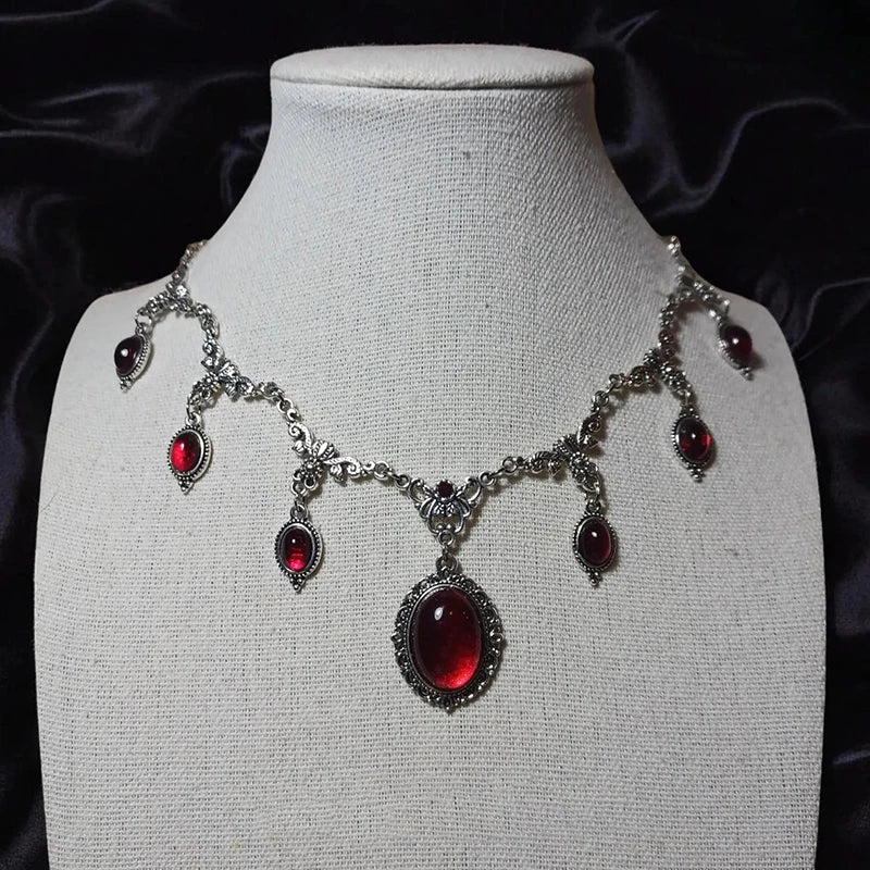 〔YY110〕Vampire Cameo Choker, Gothic Jewelry, Victoria, Retro, Butterfly, Blood Drop, Pagan, Witchcraft, Alternative, Necklace