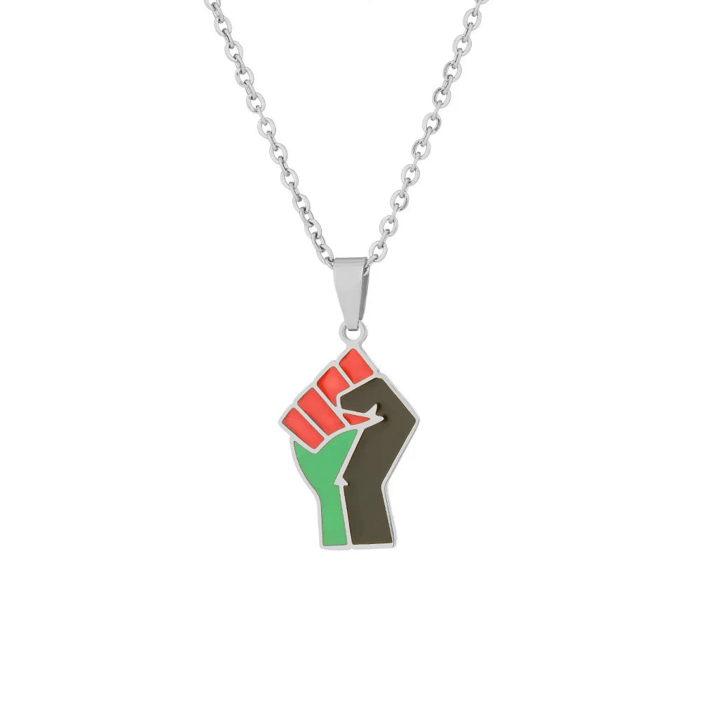 2024 new fashion stainless steel African fist symbol necklace for men and women geometric national style collarbone chain annive