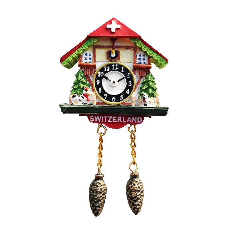 Switzerland Snow Mountain Lovers Squirrel Skiing 3D Fridge Magnets Tourism Souvenirs Refrigerator Magnetic Stickers Gift