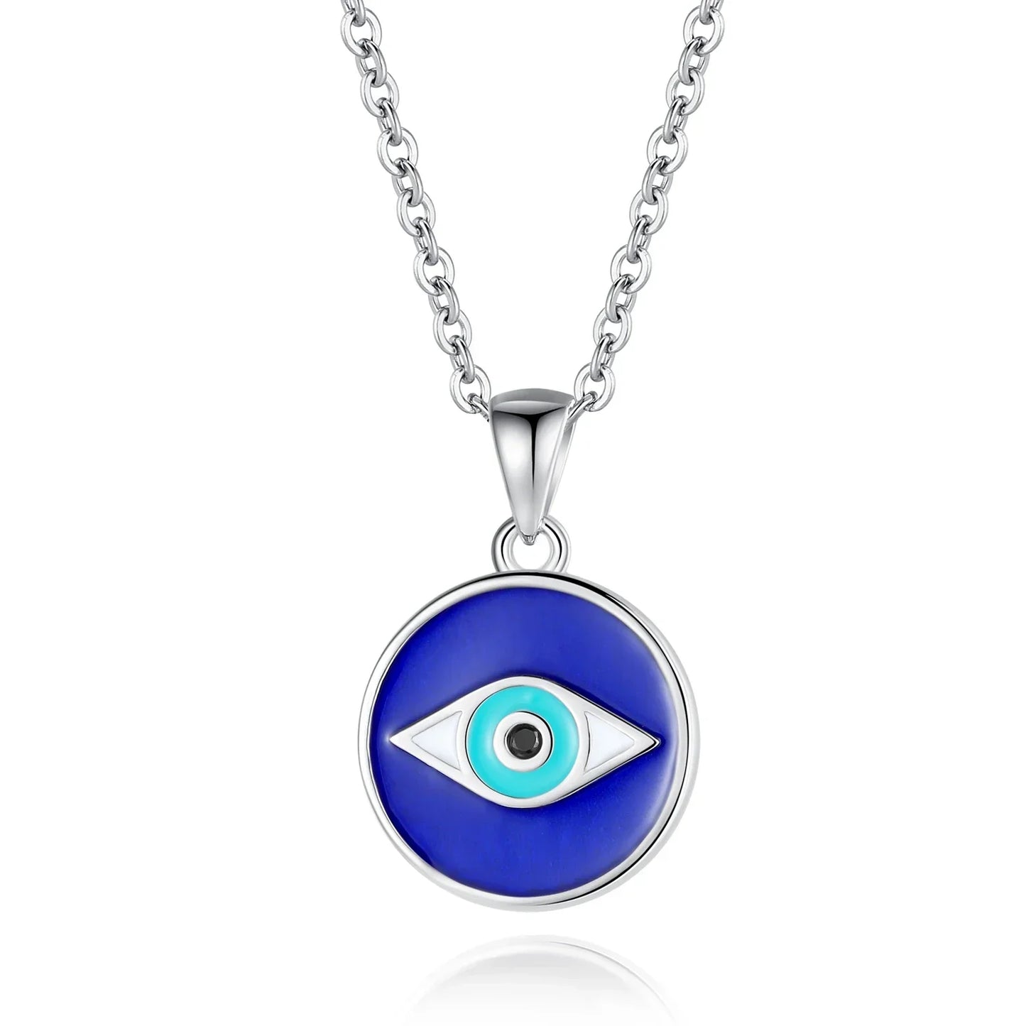 TONGZHE 925 Sterling Silver Pendant Necklace Women Jewelry Blue Stones Lucky Evil Eye Necklace Pave Turquoise Eye Turkey Jewelry