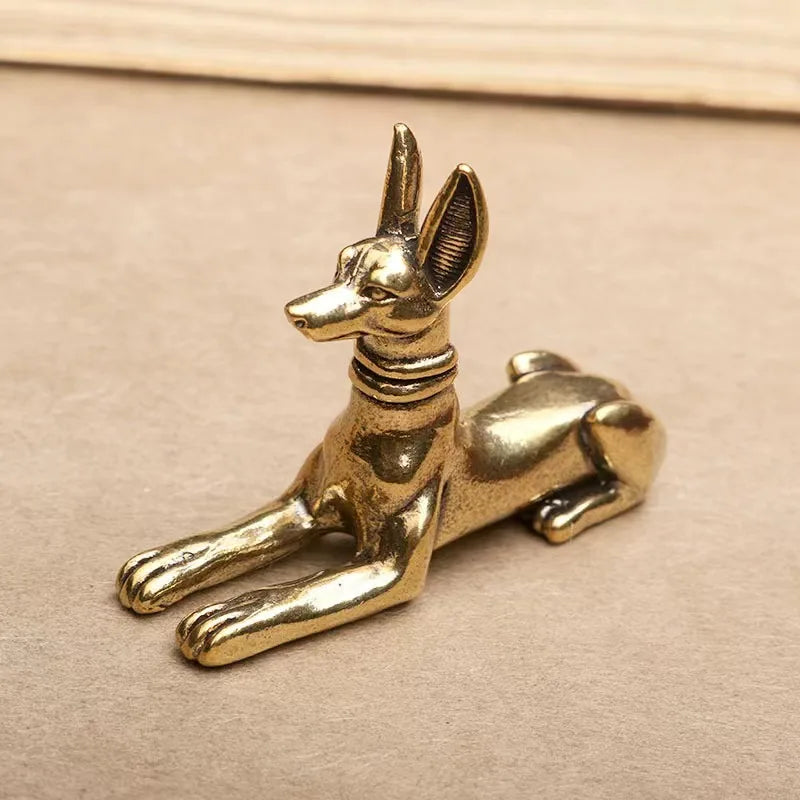 1pc Vintage Brass Egyptian Pharaoh Hound Statue - Exquisite Decorative Art Piece for Home, Office, or Cafe, Ideal for Bookshelve