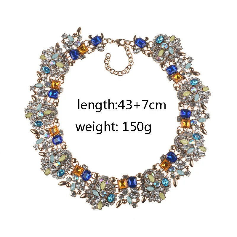 2025 New Fashion Crystal Rhinestones Large Collar Choker Necklace Earrings Women Jewelry Sets Indian Statement Wedding Necklace