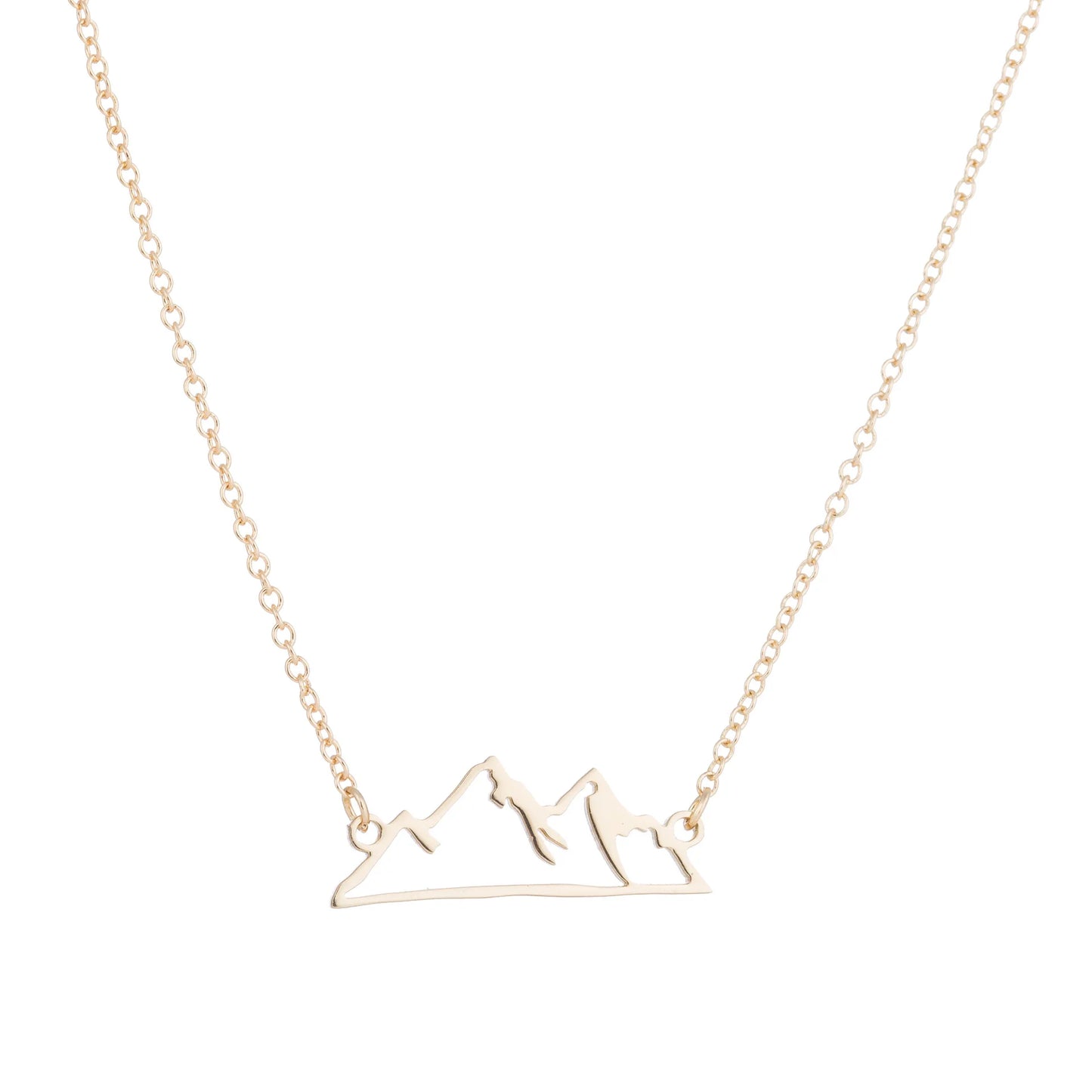 2024 new fashion stainless steel hollow snow mountain mountain pendant necklace temperament with lovely collarbone chain accesso