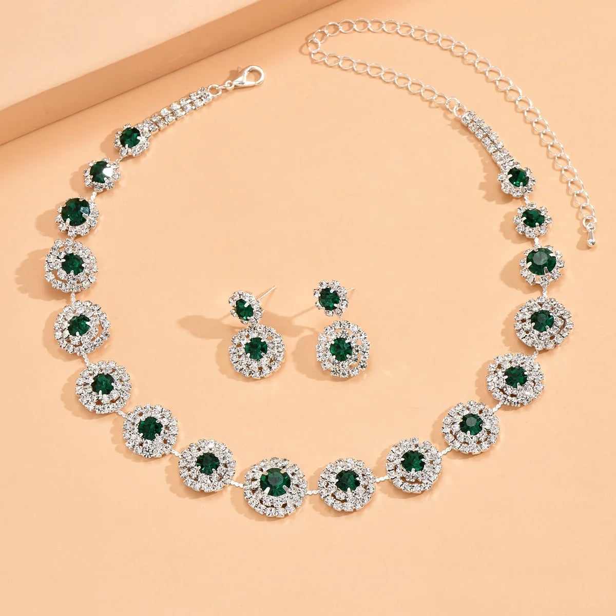 2pcs Wedding Women's Fashion Jewelry Set Tassel Rhinestone Earrings Necklace Fashion Party Fashion Accessories