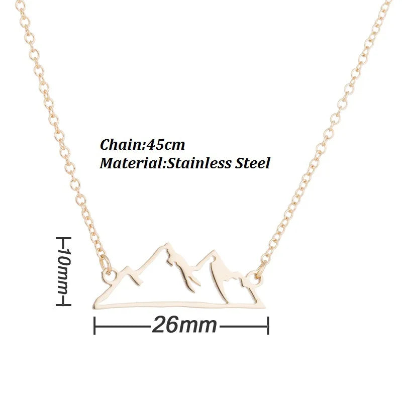 2024 new fashion stainless steel hollow snow mountain mountain pendant necklace temperament with lovely collarbone chain accesso