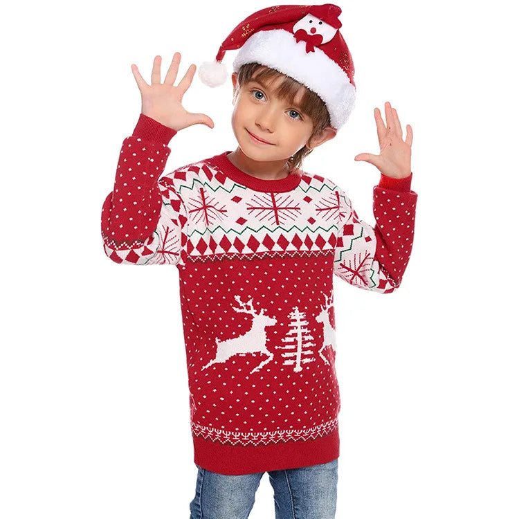 2025 New Christmas Matching Sweaters for Women Men Couples Knitwear Jacquard Elk Print Jumpers Full Sleeve Warm Soft Pullovers
