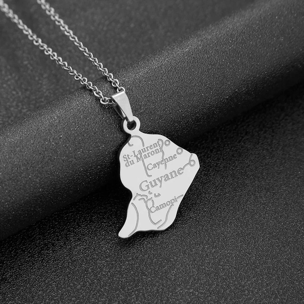 2024 new fashion stainless steel French Guyana pendant necklace temperament everything collarbone chain birthday anniversary sma