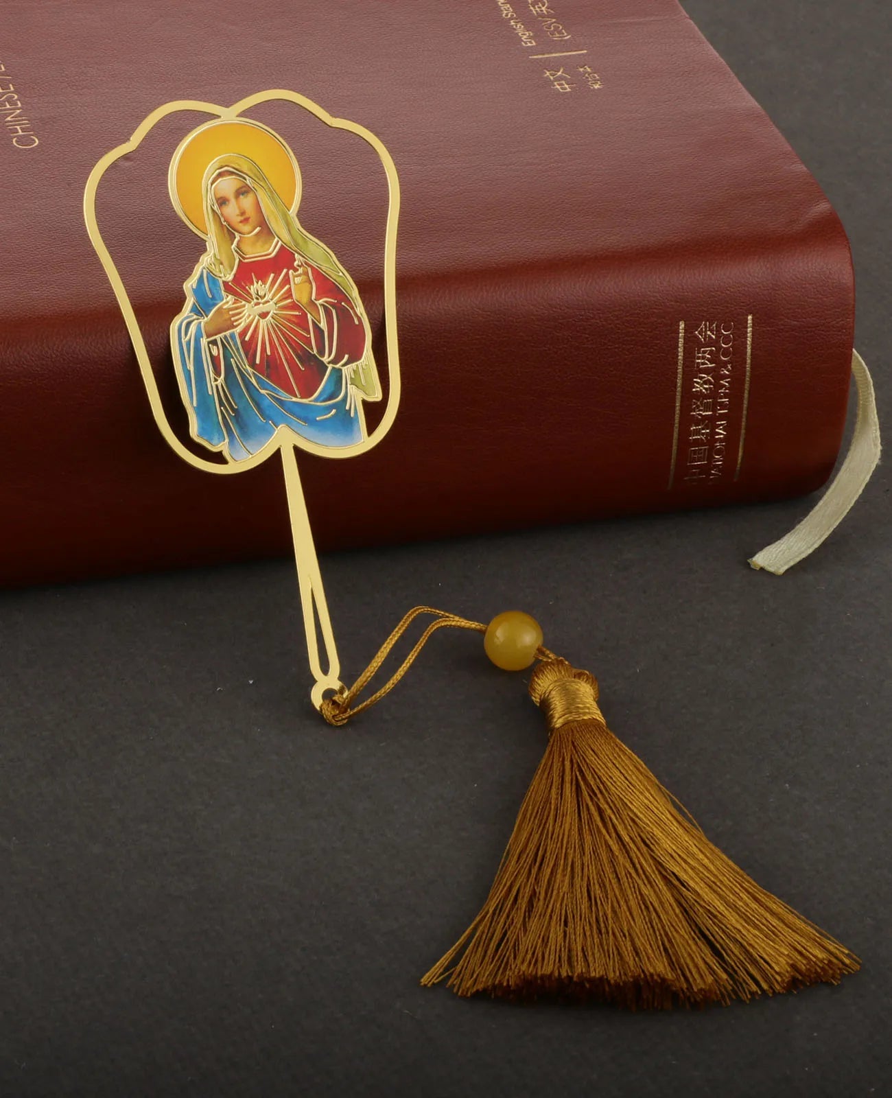 Christian Holy Family Bookmarks Hollow Copper Jesus Christ The Teacher Tassel Bookmark Accessories for Reader Birthday Gift