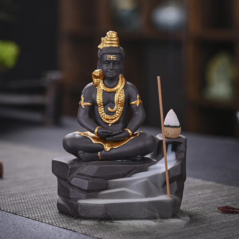 1pc Aromatherapy Stove Home Decoration Purple Sand Crafts Ornament Creative Shiva Buddha Statue Backflow