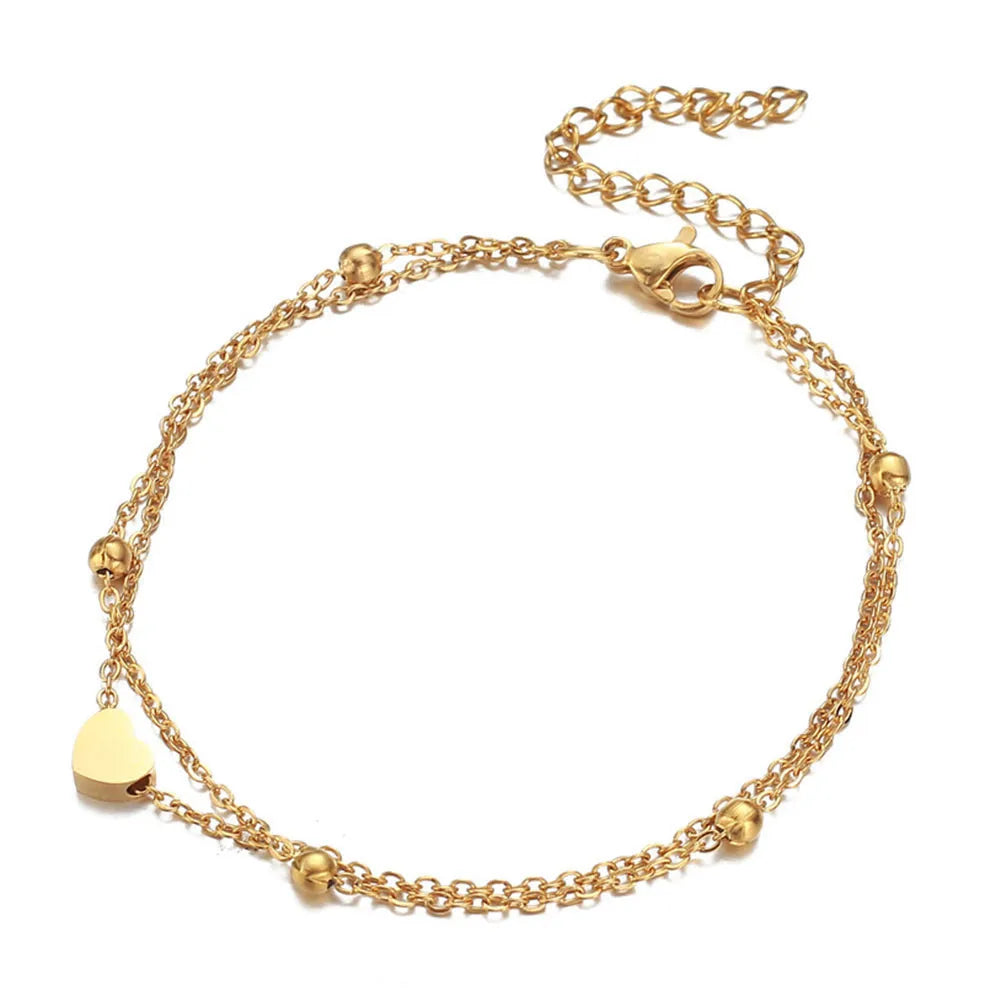 Vintage Star Elephant Bracelet For Women Boho Pendent Double Layer Anklet Bohemian Foot Jewelry Gift Drop Shipping