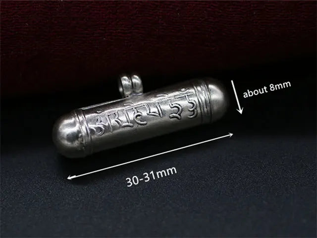 T9040 Tibetan Prayer Box Charms Lovely Mini Cylinder Amulets Lockets OM Buddha Eye Dorje GAU 925 Silver