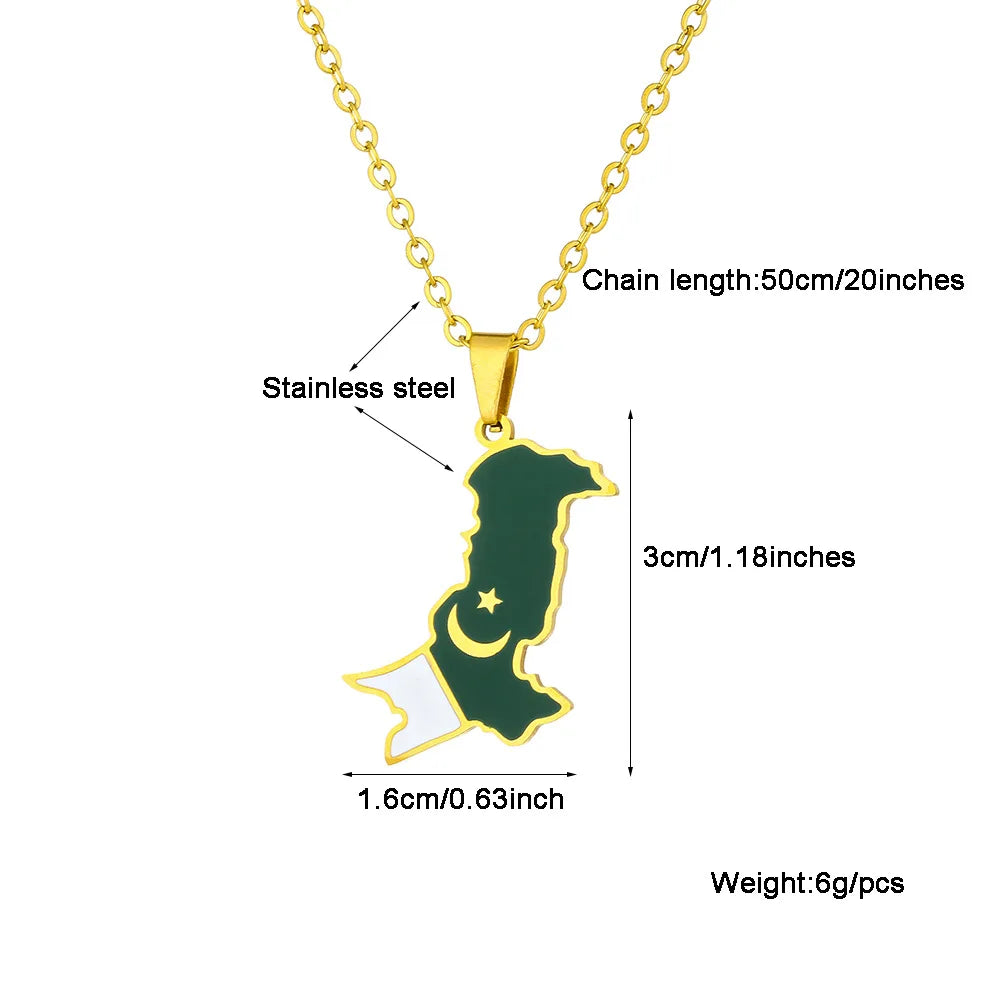 2024 new fashion stainless just Pakistan map flag pendant necklace temperament everything collarbone chain birthday anniversary