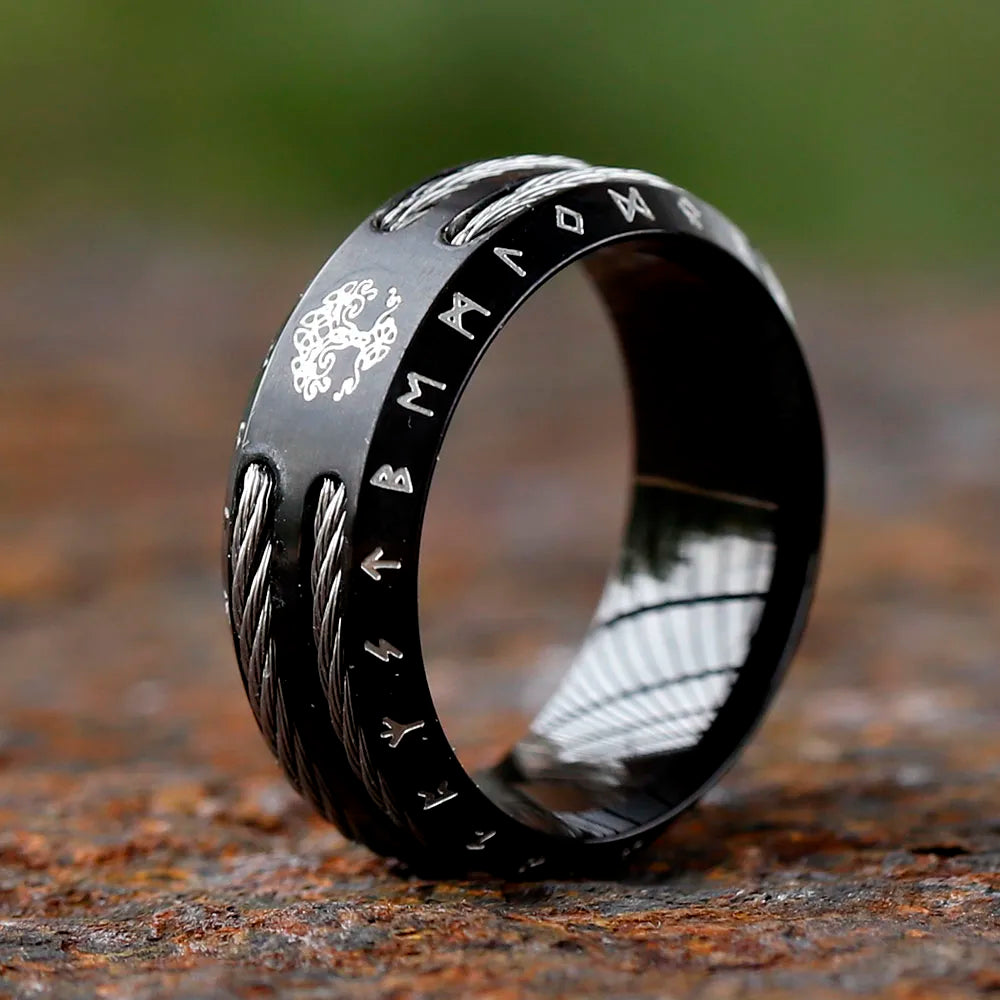 2024 NEW Men's 316L stainless-steel rings retro Odin Viking rune for teen RING Amulet fashion Jewelry Gift Valentine's day Gift