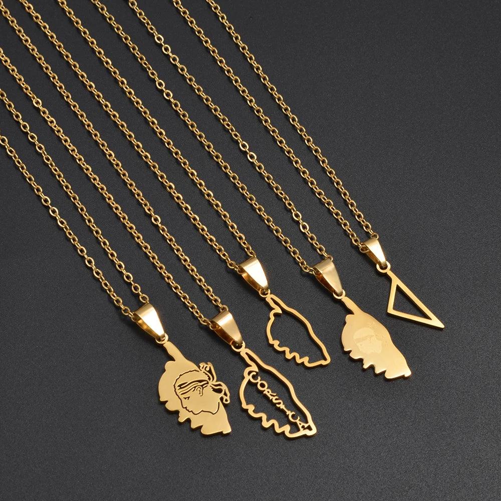 2025 New Arrivals Corsica Flag Pendant Necklaces Stainless Steel for Women Girls Sardinia Ethnic Jewelry #518762