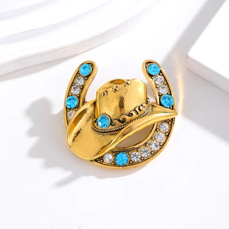 New U Letter Hat Design Brooch Shiny Rhinestone Men's Suit Denim Hat Pin Jacket Women's Corsage Jewelry Gifts
