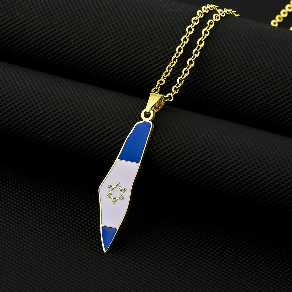 2024 new fashion stainless just Israel six stars map flag pendant necklace temperament everything collarbone chain birthday anni