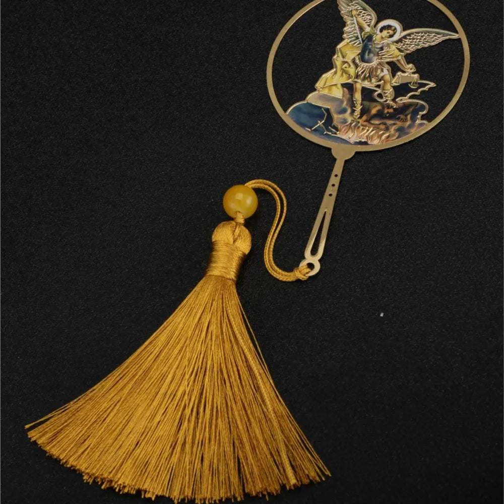 Christian Holy Family Bookmarks Hollow Copper Jesus Christ The Teacher Tassel Bookmark Accessories for Reader Birthday Gift