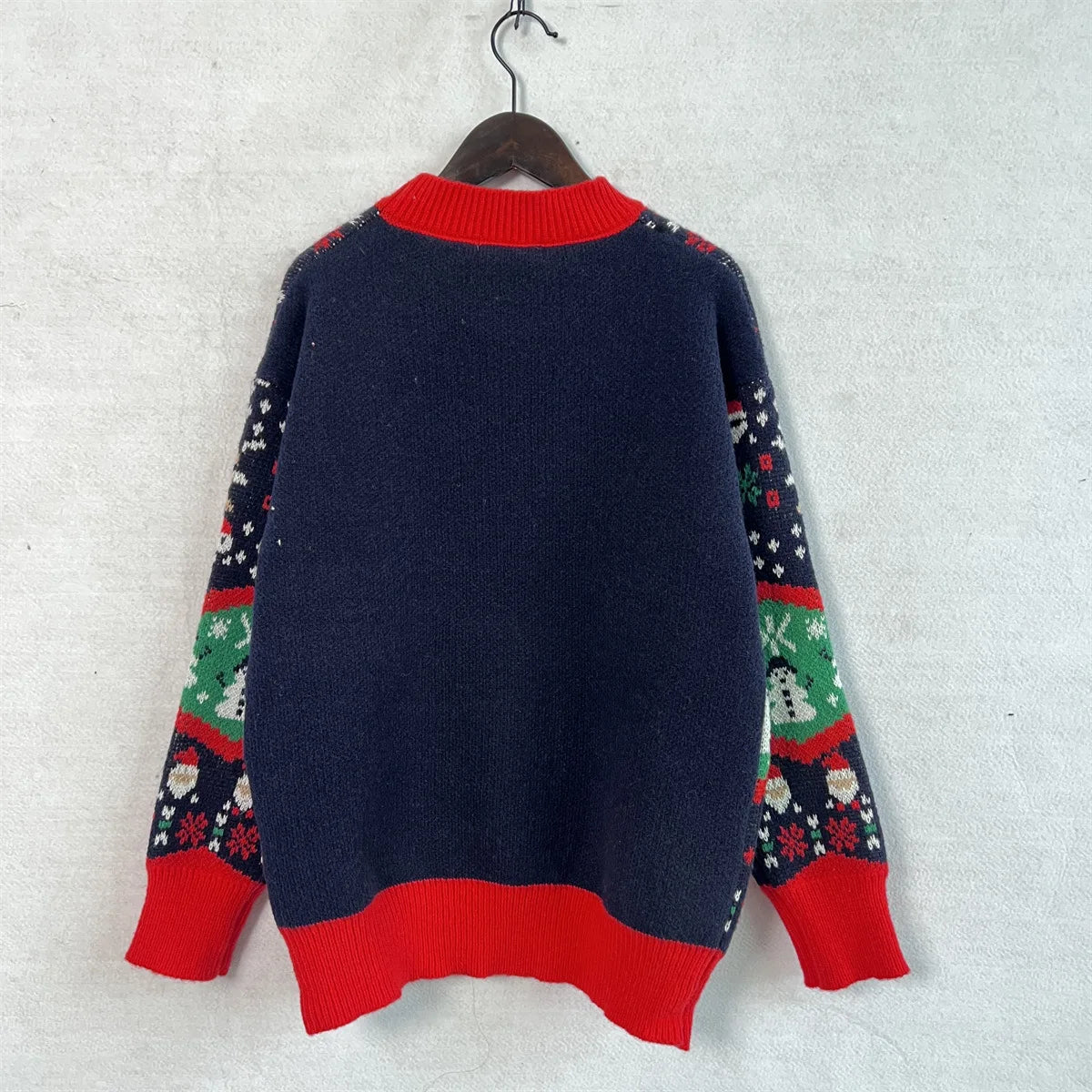 Sueter Mujer 2024 Korean Casual Christmas Sweater Women O Neck Spliced Jacquard Long Sleeves Knitwear Warm Pullover X686