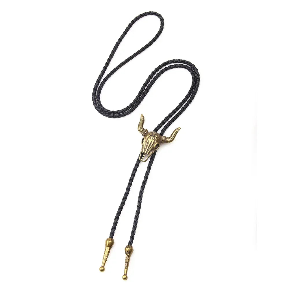 Vintage Cowboy Jazz Hat Alloy mens bolo tie Men Women Leather Rope Long Necklace Sweater Chain shirts Bolo Tie Men Accessories