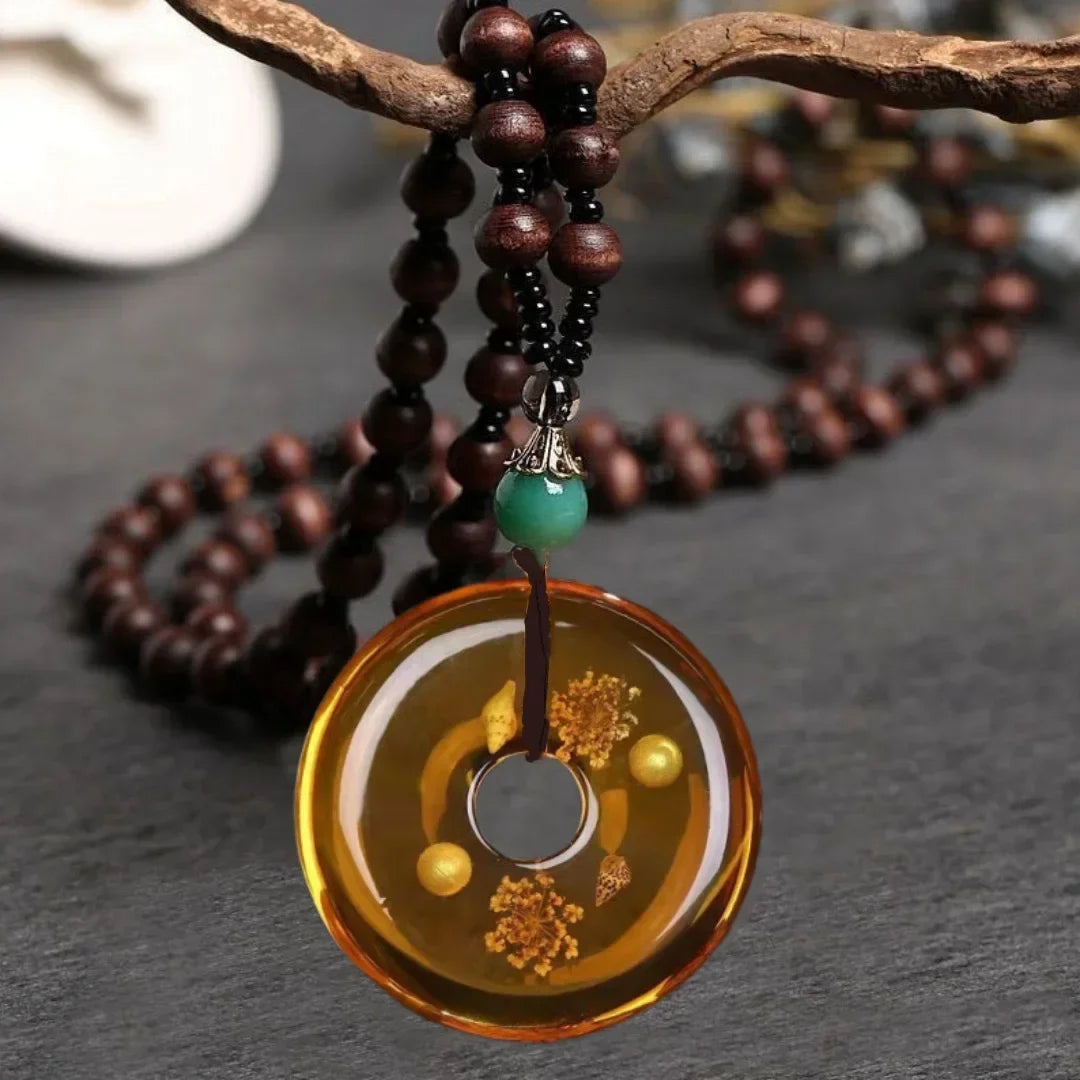 1pcs Imitation Amber Brine Beeswax Beads Necklace Honey Wax Brazilian Amber Necklace Handicraft National Style Pendant Ornaments