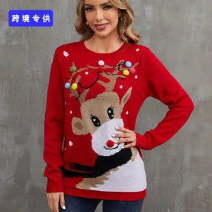 2025New Sweater Christmas Gift Sweater European and American Autumn and Winter Lazy Style Pullover Knitted Sweater