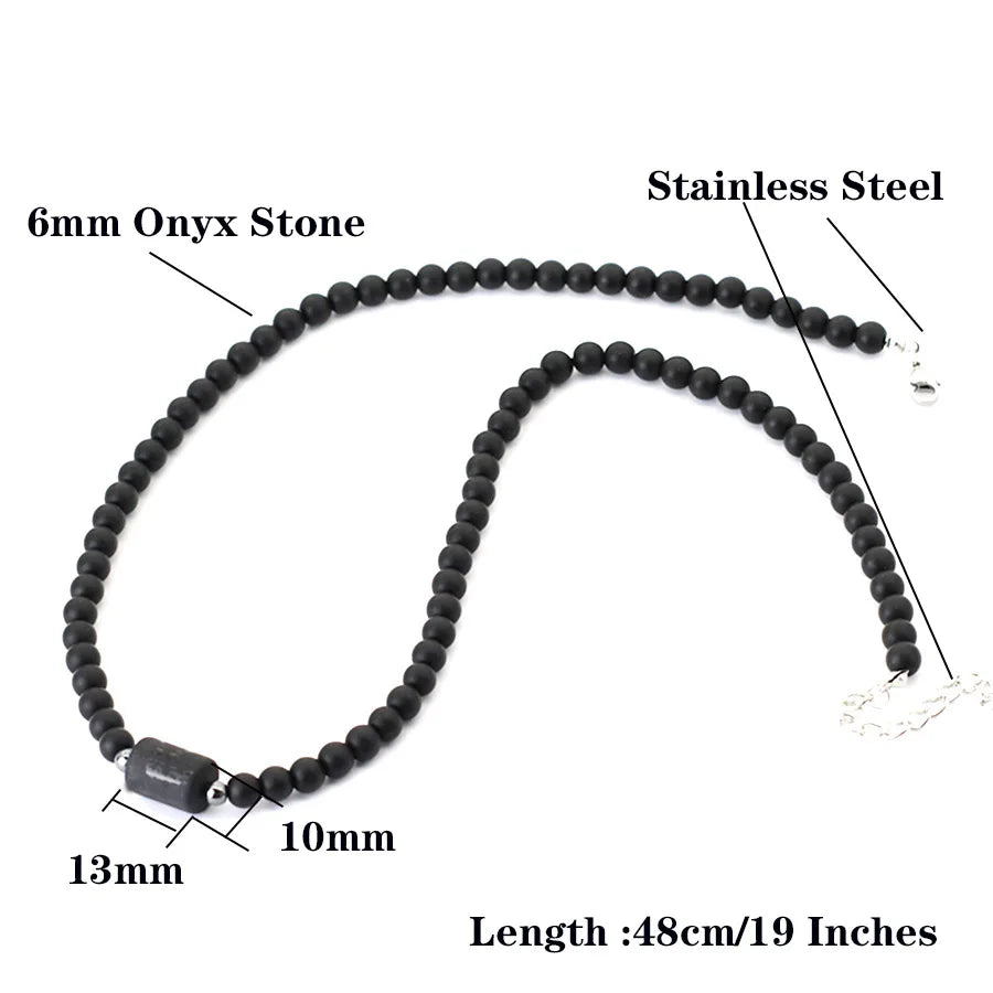 Unique Black Onyx Stone 12 Constellations Necklace For Men 19 Inches Stainless Steel Buckle Short Collar Casual Accessories Him