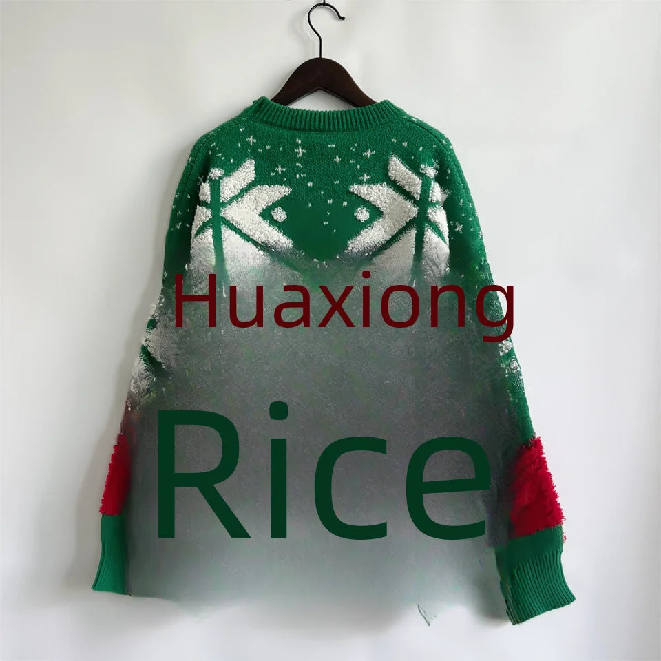 Women's Jacquard Round Neck Long Sleeve Thickened Knit Pullover Christmas Tree Design Autumn/winter New Style Sweater