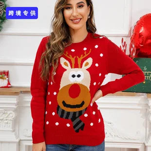 2025New Sweater Christmas Gift Sweater European and American Autumn and Winter Lazy Style Pullover Knitted Sweater