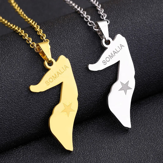 2024 new fashion stainless just Africa Somalia map pendant necklace temperament everything collarbone chain birthday anniversary
